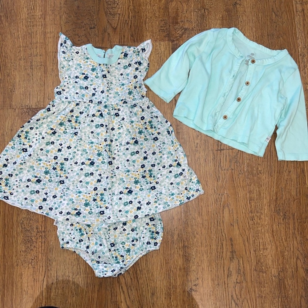 Floral Baby Dress Set with Cardigan
